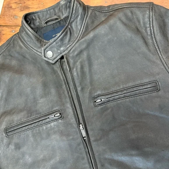 Lucky Brand Bonneville leather jacket. Dark grey/black, brand new - Picture 2 of 5